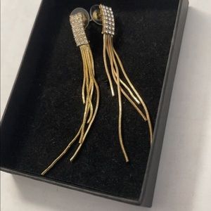 Gold dangle earring faux diamonds